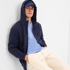 NWT - GAP Vintage Soft Full-Zip Sherpa Hoodie in Navy 475766 - Size 3XL